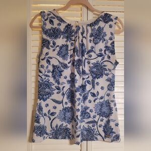 Calvin Klein Blue & White Paisley  Sleeveless Blouse